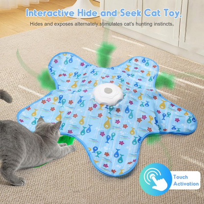 Interactive Unpredicatable Moving Feather Hunting Cat Toy , Hide and Seek Rechargeable Cat toy for bored cat,Automatic Chargeable，Indoor Exercise & Boredom Relief for All Breeds cats