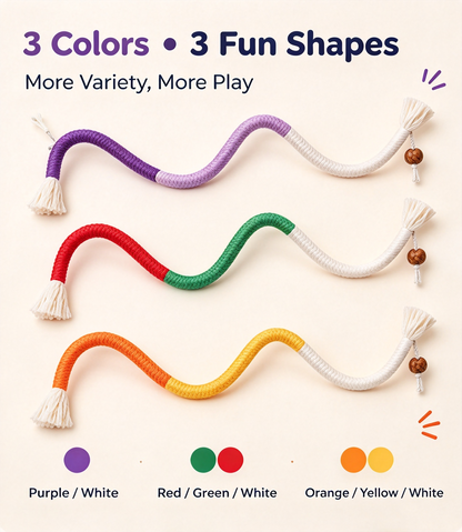 Cat Chew Ropes - Variety Snake-Like Shapes, Safe Dental Care Toy for Indoor Kittens, Teething Fun, All Seasons Interactive Cat Toy for Breath Freshness & Calming Play