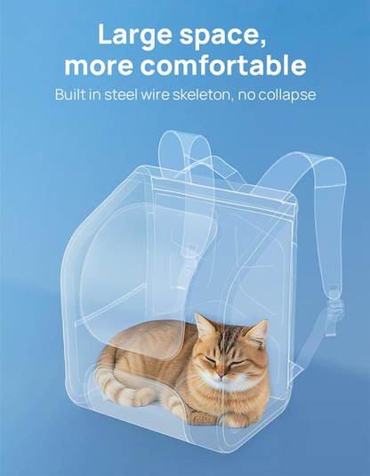 Cat Carrier Backpack -  Expandable, Locking Zipper, Ventilated Mesh, Breathable Fabric, UV Protection, Padded Straps, Foldable, No Pulling